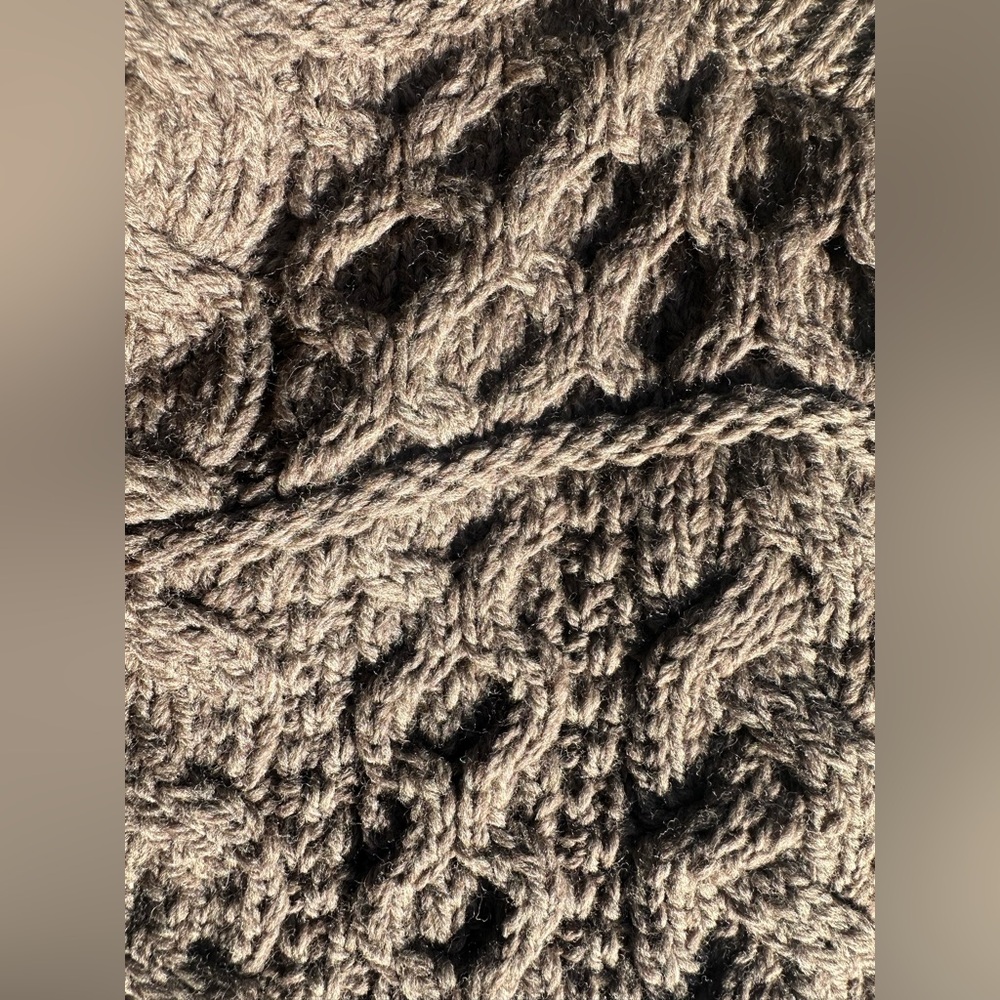NWT Aran Crafts Merino Cable Knit Women's Brown Cardigan Sweater Full Zipper, S - Picture 5 of 10